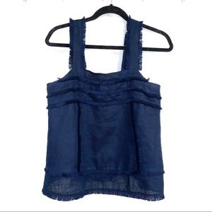 J crew navy blue fringe square neck tank top